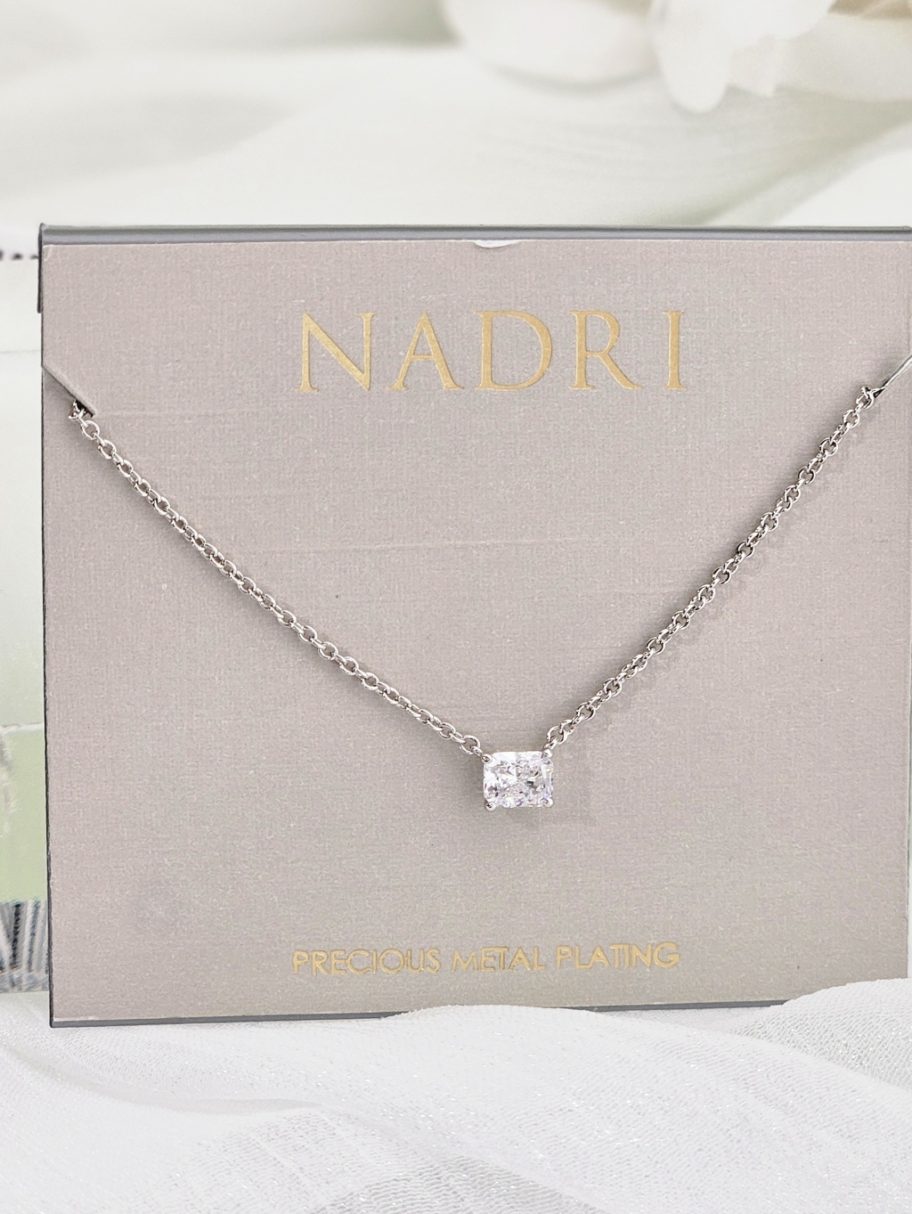 Nadri Necklace Modern Luv Small Emerald Cut Necklace Cubic Zirconia Pendant Gift